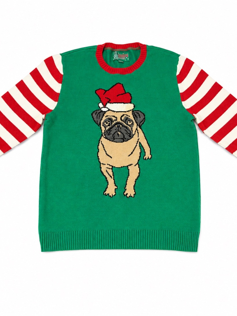Ugly Christmas Sweater Pug Santa Holiday Knit XL